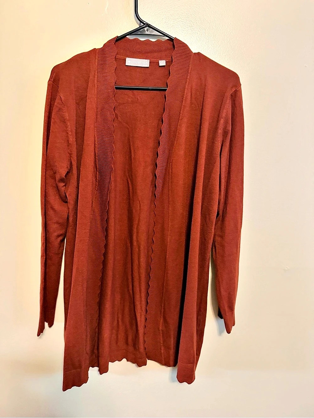 Evolution by Cyrus Davison Scallop Edge Cardigan Brown Large